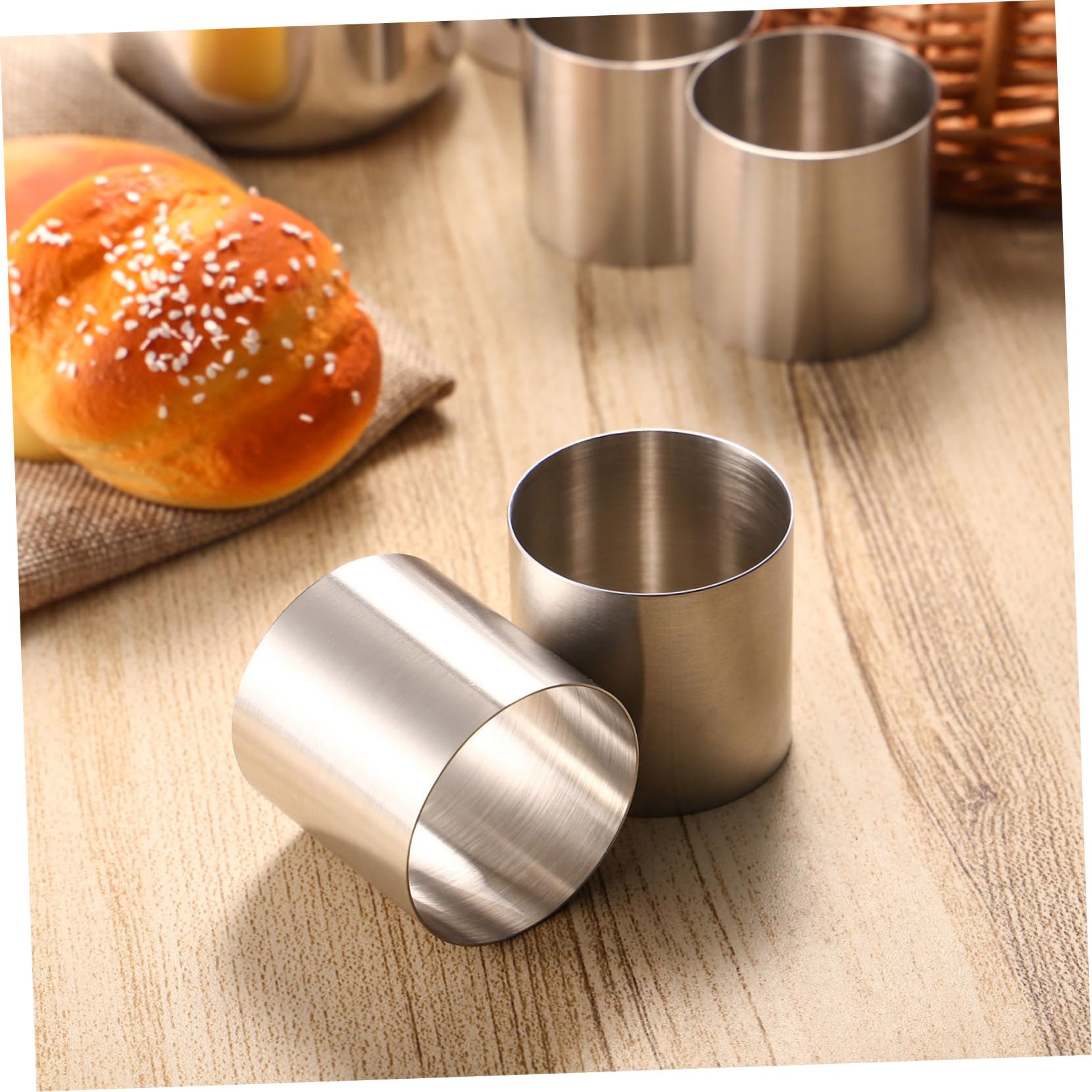 ABOOFAN Molde 8 Piezas de Acero Inoxidable para Mini Tartas Redondo | Plata, Bordes Lisos y Desmolde Fácil, Reutilizable, Acabado Anti Huellas para Postres y Mousse