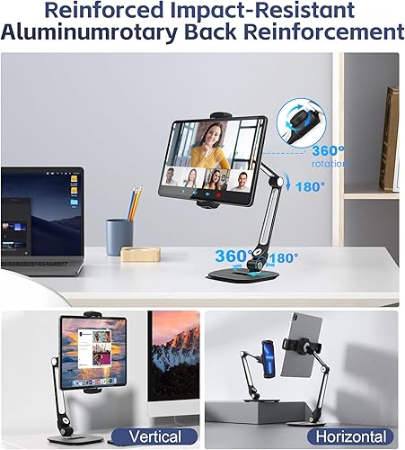 Miniatura 5 de Soporte universal para tableta para dispositivos de 4.9 a 12.9 pulgadas, soporte de seguridad giratorio de 360 para iPad, iPad Air, Samsung, mesa