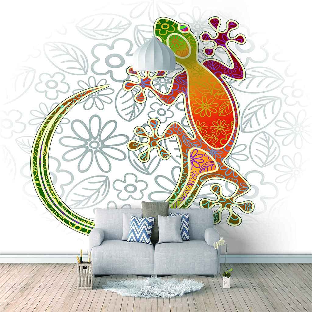 Papier peint gecko animal de couleur pour fond de TV moderne