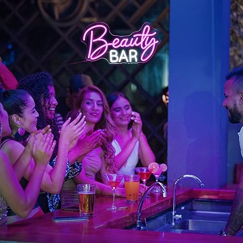 Miniatura 7 de Letrero de neón de barra de belleza, luces de neón de luz rosa para decoración de pared, decoración de habitación de maquillaje para niñas, energiza