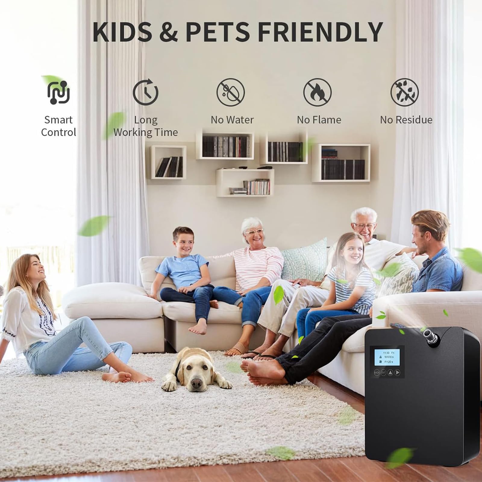 Máquina de Aire Aromatizado Inteligente – Difusor de Aceite Esencial de 300ml sin Agua con Tecnología de Nebulización y Control por App, Cobertura hasta 400m³, para Casa, Hotel & SPA Black