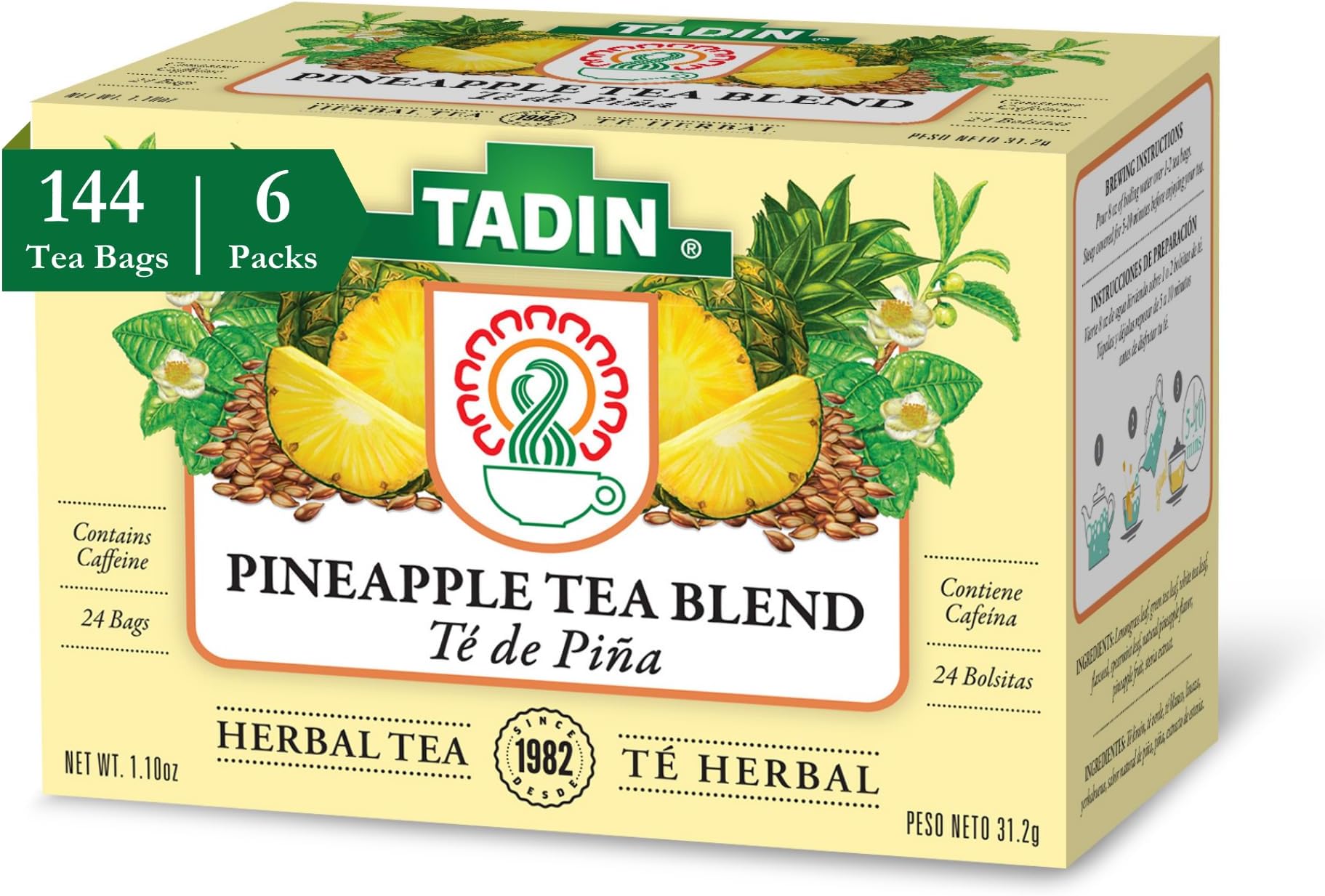 Tadin Pineapple Tea Blend, 24 Count (Pack of 6)