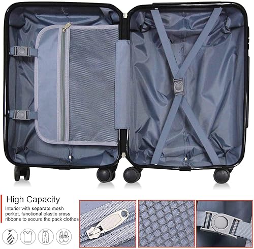 Miniatura 4 de Juego de maletas de 4 piezas Juego de maletas de carcasa dura de ABS Maletas de viaje ligeras con ruedas giratorias Funda de maleta gratis 18 20 24