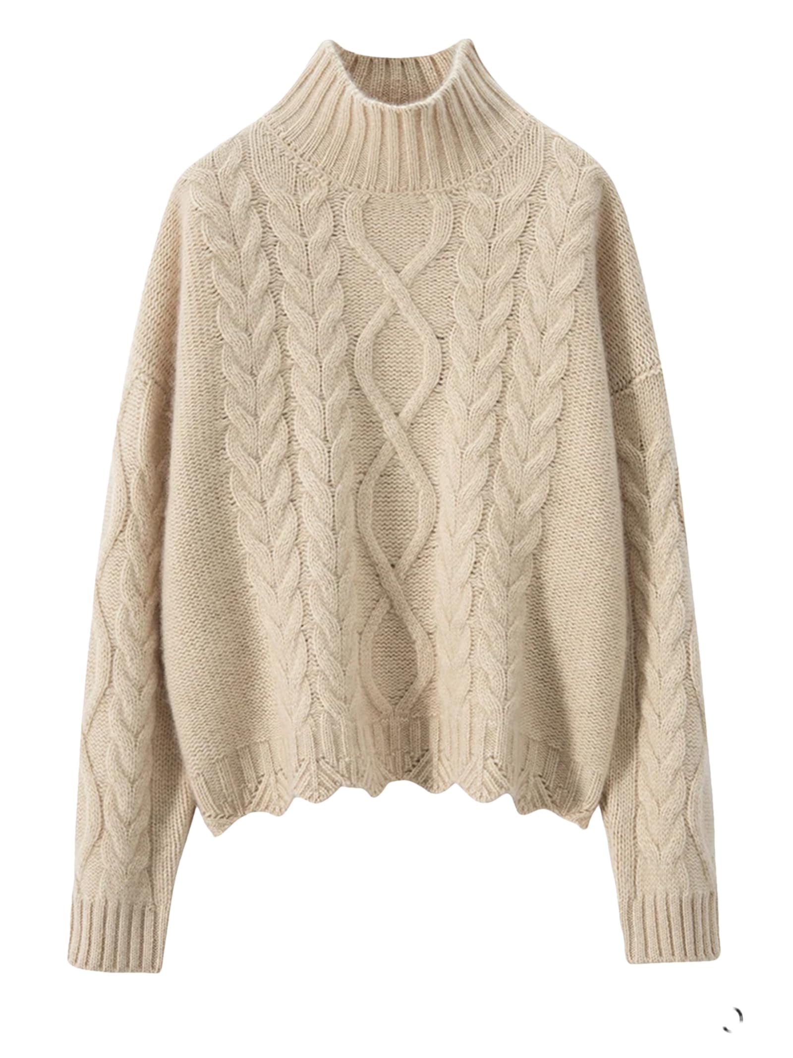 Maglione casual da donna, per l'inverno, lavorato a maglia, con collo a lupetto