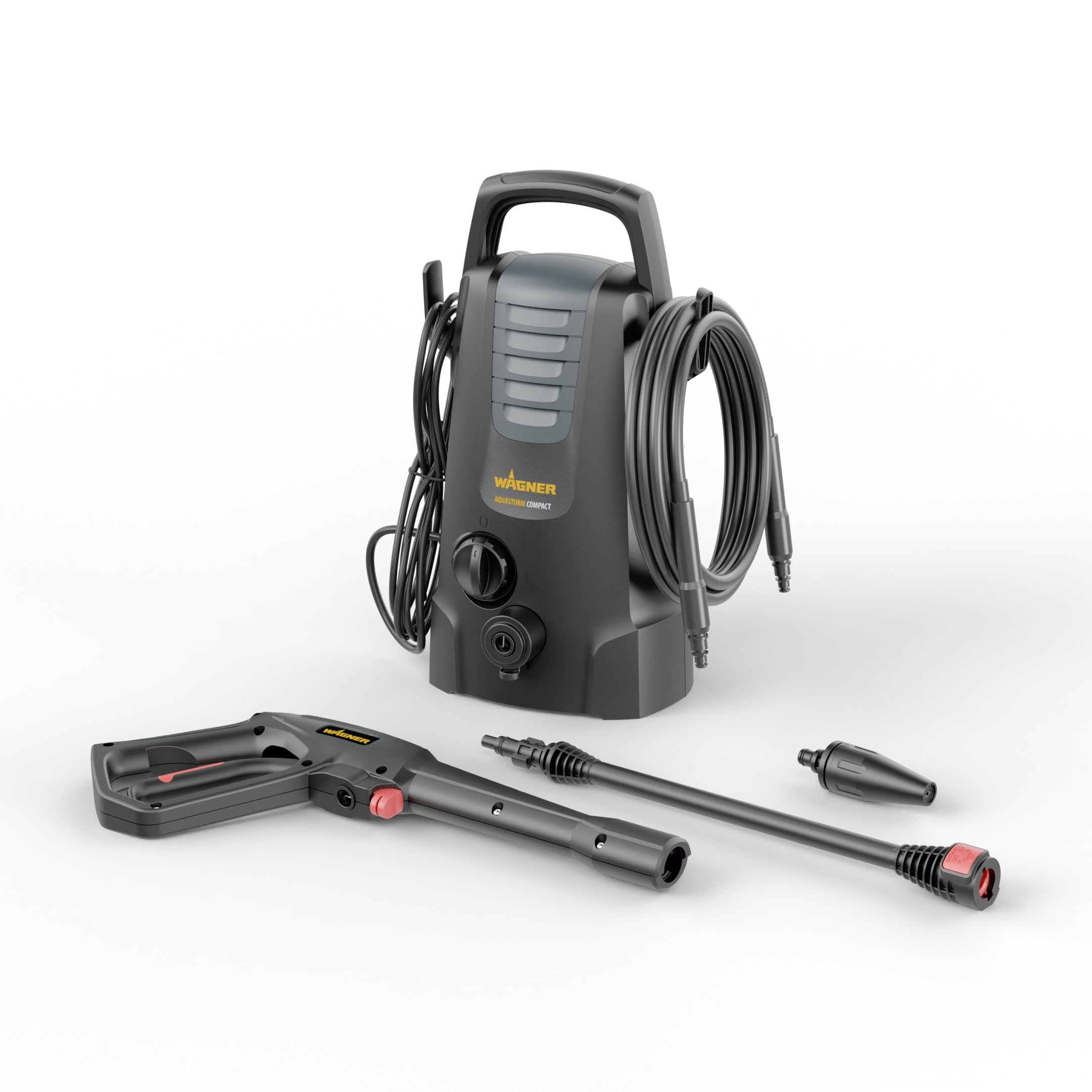 WAGNER 3‑in‑1 Kit Entretien de la Voiture: Nettoyeur Haute Pression Aquastorm Compact, Buse à moussee et Brosse de Lavage Standard idéal pour Voitures, Motos et Camping‑Cars