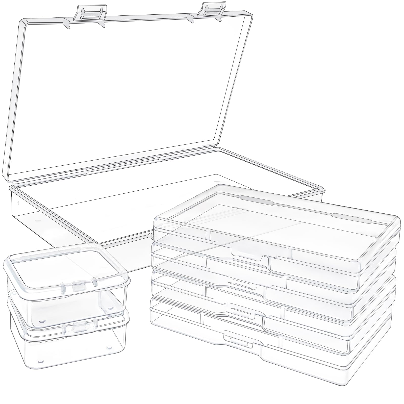 Qualsen 7 Pieces Mixed Size Trading Card Storage Box Clear Plastic Card Boxes for Business Cards Playing Cards Credit card Earrings Cufflinks Ideal for Travel and Daily Use — image 1