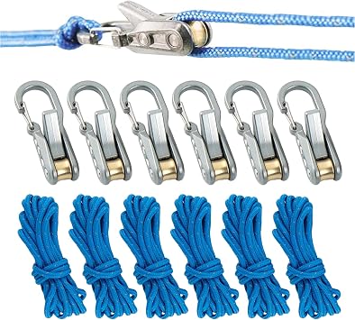Rope Roller Cam Lock Tensioner with Cord & Rope System, Multi Function Puller Ratchet Cord Adjuster for Paracord, Guy Lines and Outdoor Rope Tensioning Tool 12pcs