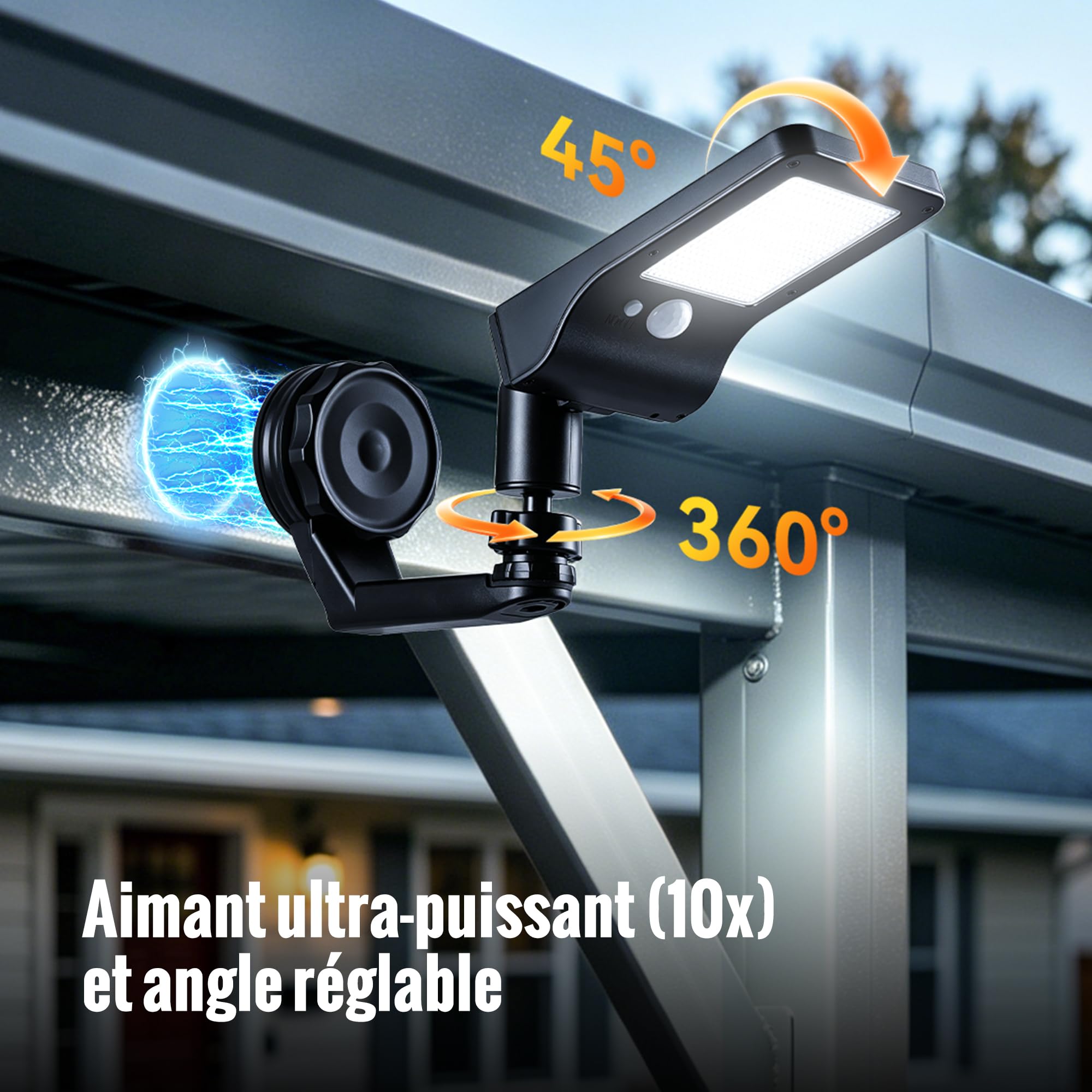 Lampe Solaire Extérieur Détecteur de Mouvement Aimantée sans Perçage 4PCS