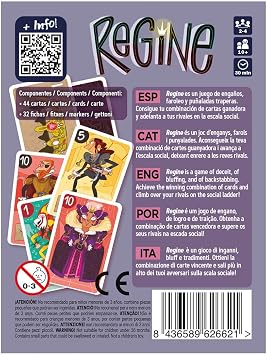 Devir - Regine Card Game, Strategic Bluffing & Betting Game with Court Intrigue Theme, Family Strategy Card Game, Ages 10+, 24 Players, Playtime 30, Multi-Language