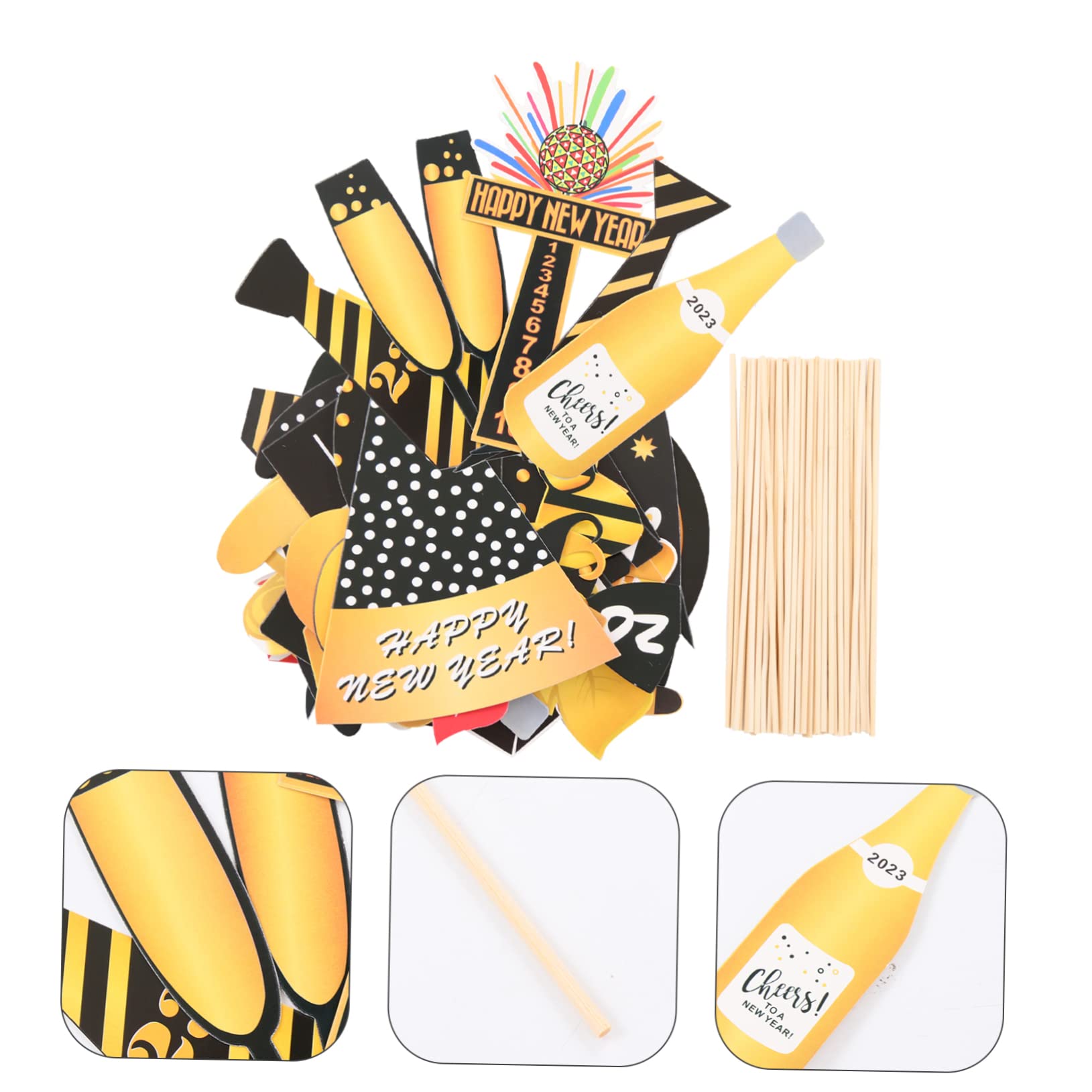Amosfun 4 Ensembles Accessoires De Photographie 2023 Accessoires pour Invités pour Décorations De Photomaton Accessoires pour Décoration De Table De Mariage 46 pièces * 4