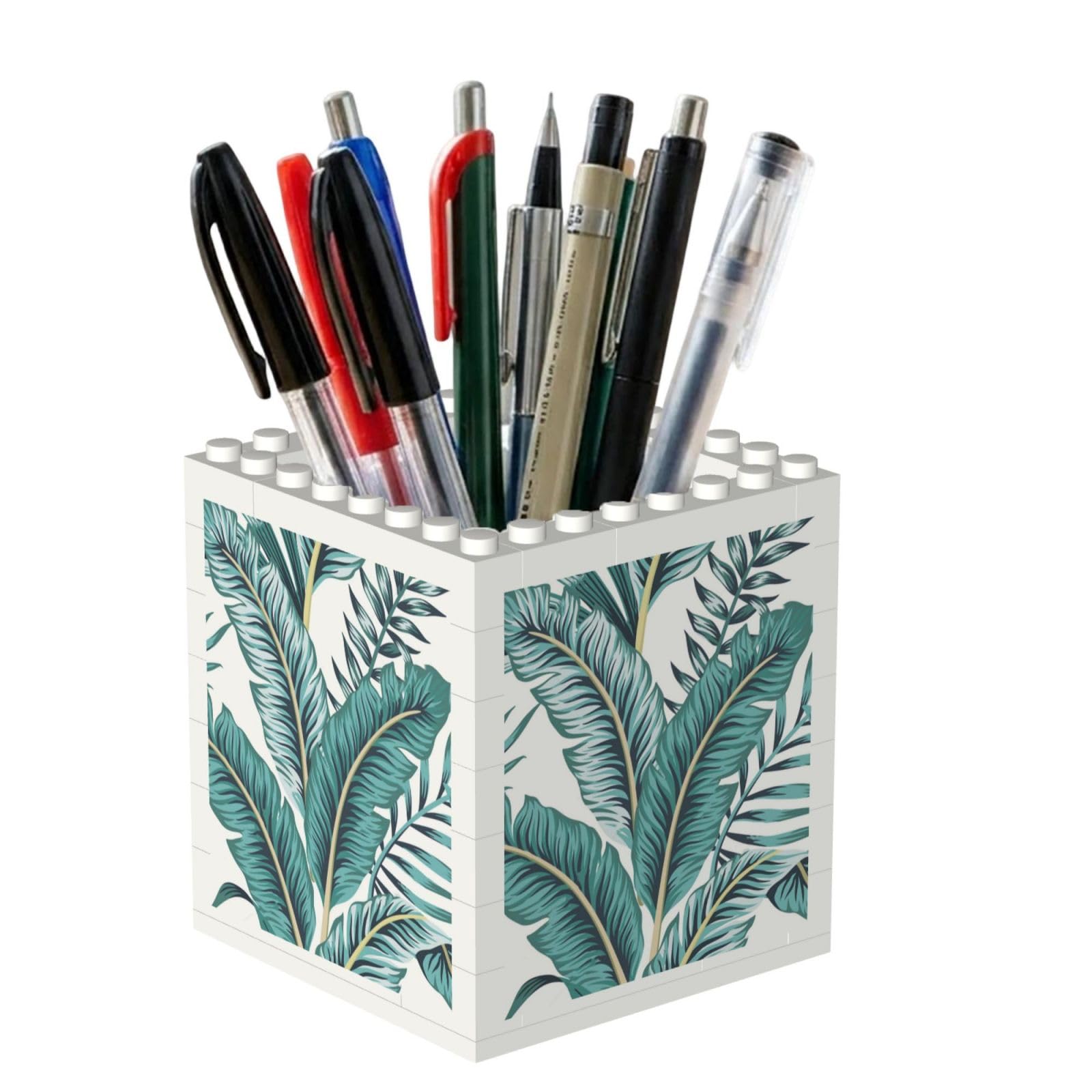Poadnly Tropical Banana Green Leaf Tropical, Pen Pot Pencil Holder for Office Home School, Compact Desk Organiser for Office Stationery
