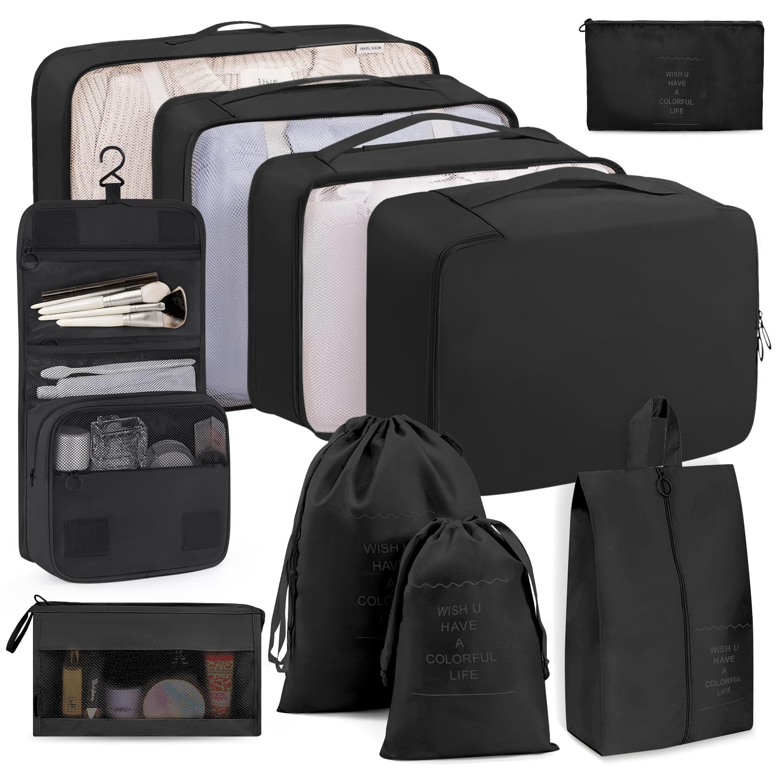 TRMFUSA Packing Cubes 10 PCS, Mesh Breathable Luggage Organizers Bags, Packing Organizers, Durable Travel Essentials Bags Set, Travel Packing