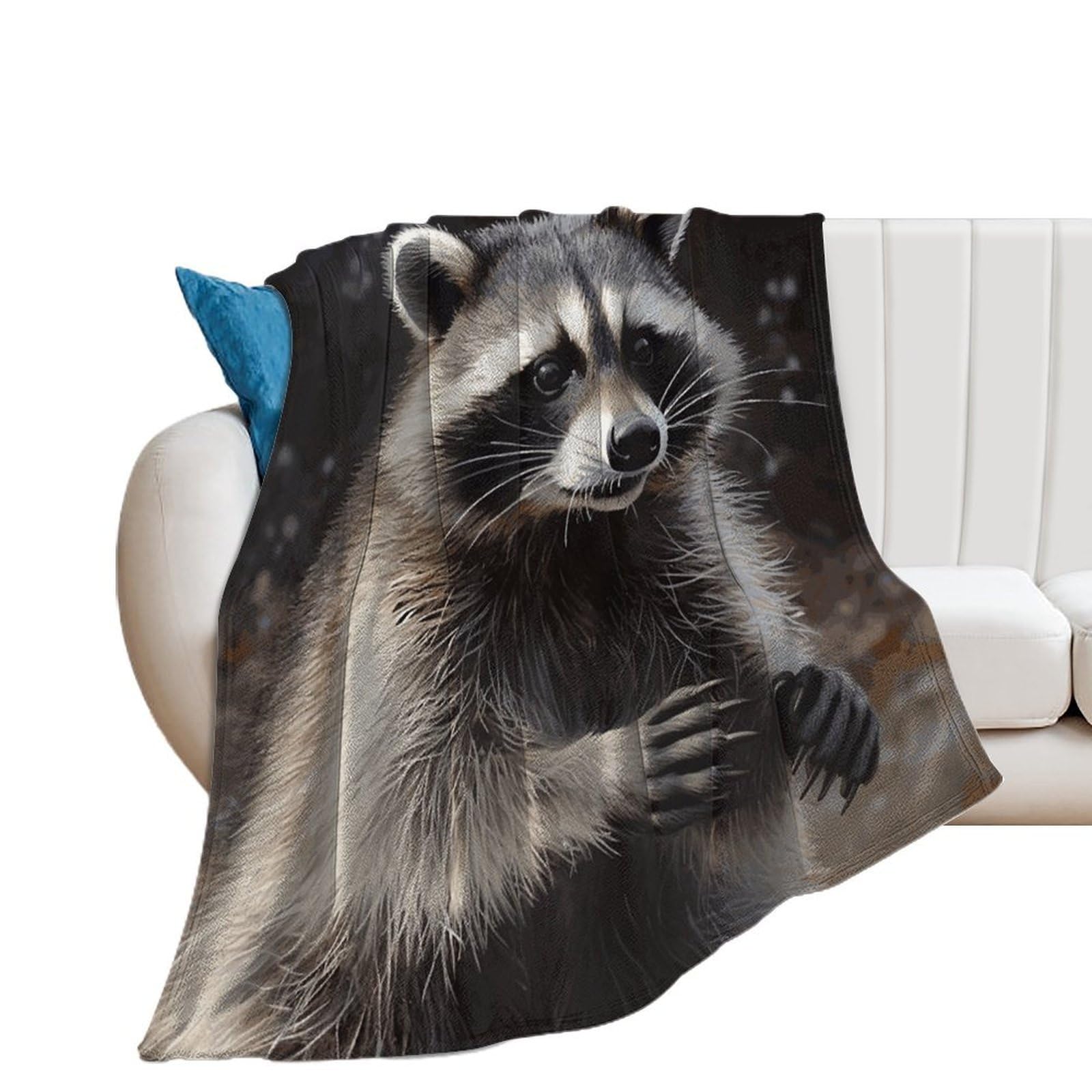 Raccoon Blanket Super Soft Lightweight Throw Blanket Cute Cozy Warm Bed Blanket Decorative Fuzzy Blanket All-Season Home Decor Gift for Sofa Couch Living Room 50"*60"（130 * 150cm）
