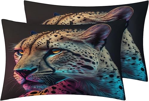 Miniatura 2 de Funda de edredón de leopardo tamaño King  Juego de ropa de cama de animales salvajes  3 piezas  Funda de edredón con patrón de microfibra suave con