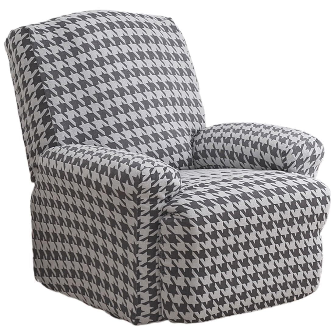 BEIWOSHA Recliner Slipcovers 4-Pieces Stretch Jacquard Recliner Cover with Printed Pattern Thickened Soft Reclining Chair Slipcover Furniture Protector for Kids Pets(Black,2 Seater)