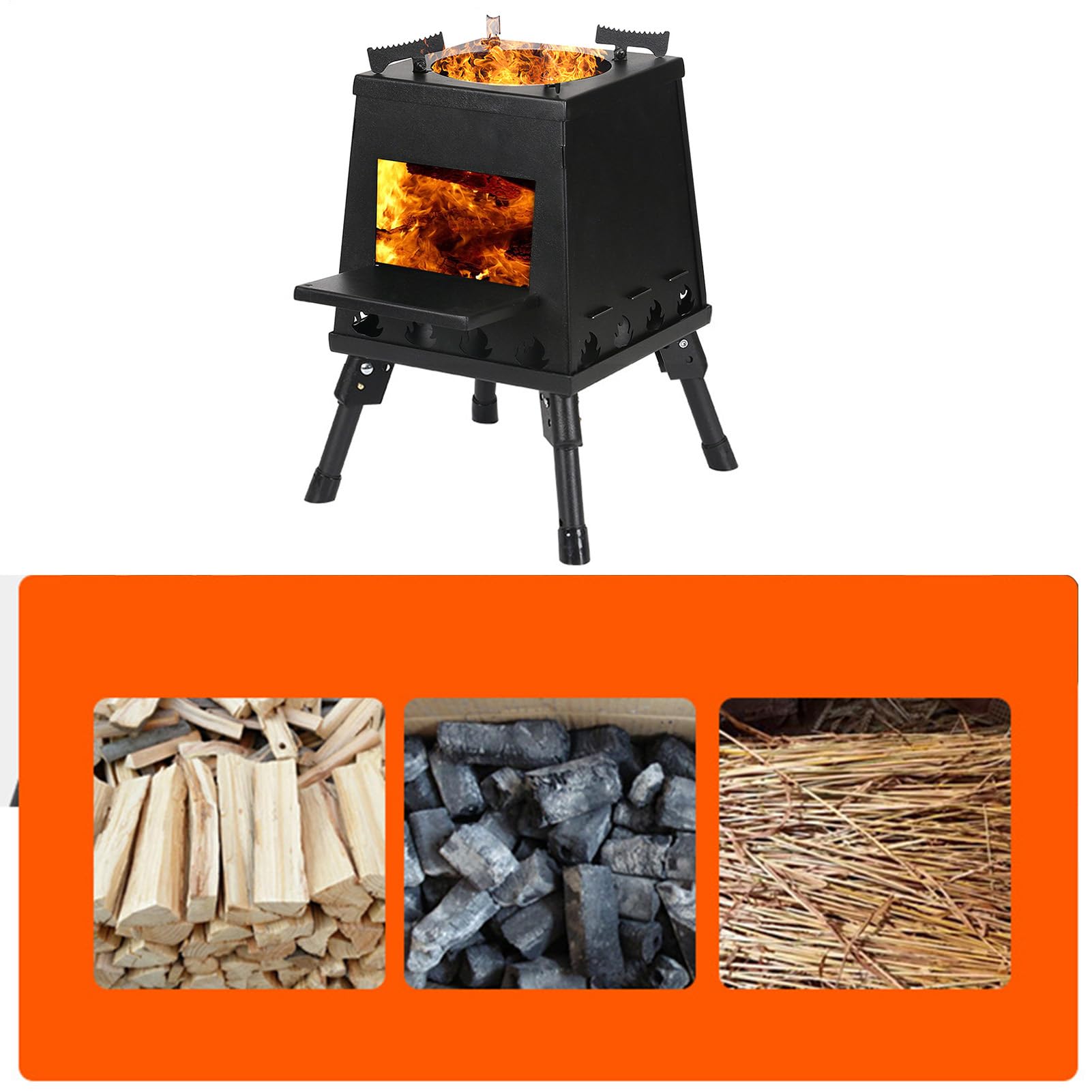 Poêle à bois pliable – Réchaud d'extérieur portable, mini brûleur amovible