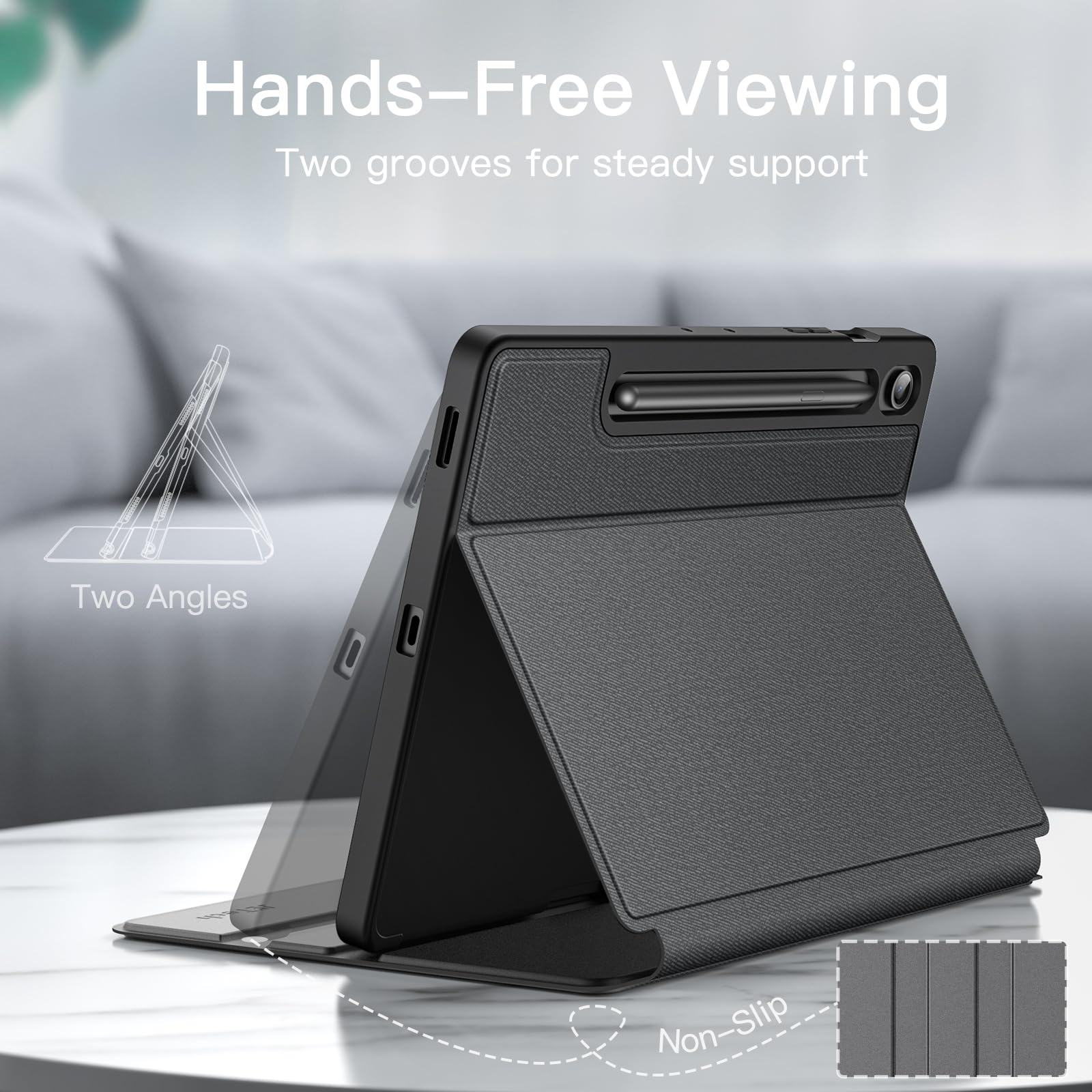 JETech Custodia per Samsung Galaxy Tab S10 FE Plus/S10 FE+ 13,1 Pollici con Porta S Pen, Cover Protettiva per Tablet con Supporto Sottile Folio, Multi-Angolo Visualizzazione (Nero)