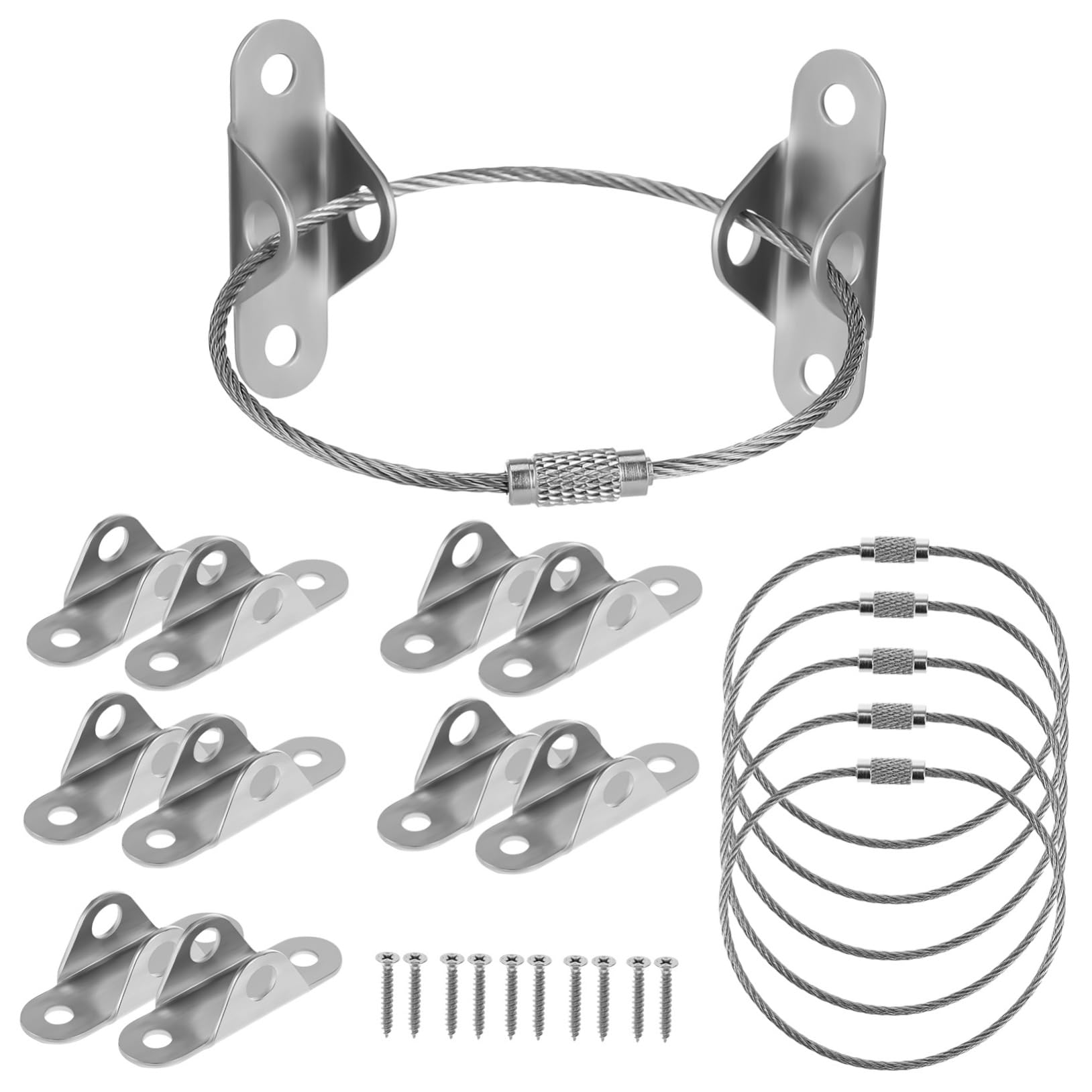 BESTonZON 6 Set Anti-Tipping Furniture Mounts Baby Proofing Straps Secure Wall Anchors Easy Install Mounting Screws Sturdy Steel Wire Construction for Bookshelves Dressers Cabinets