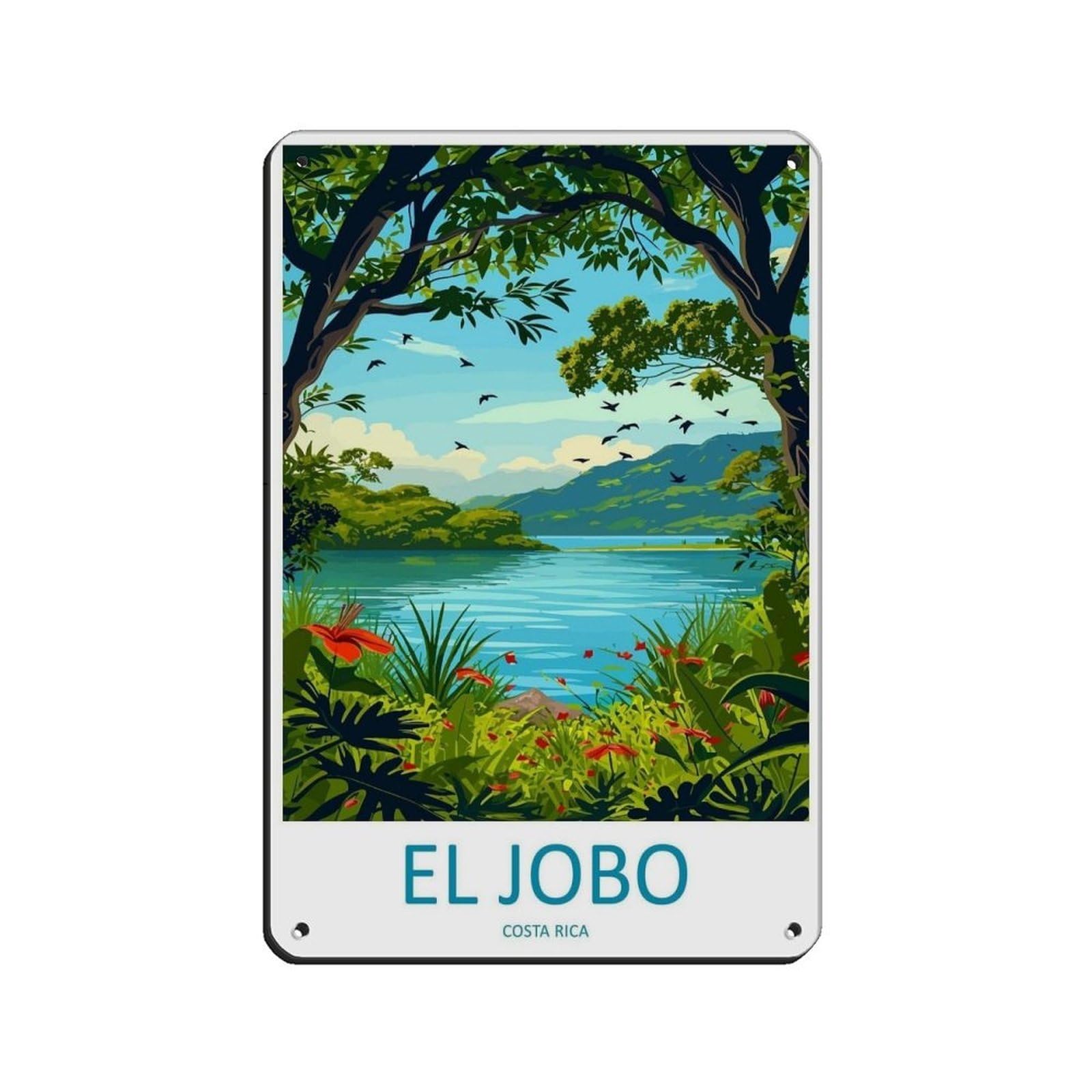 El Jobo Travel Art Costa Rica El Jobo (9) Tin Sign Vintage Metal Pub Club Cafe Bar Home Wall Art Decoration Poster Retro 8x12inch(20x30cm)
