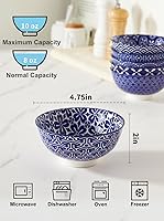 Vista 2 de Tazones Azules y Blancos, Tazones de Cerámica para Postre de 10 Oz, Juego de Tazones de Porcelana para Helado, Tazones Decorativos para Aperitivos