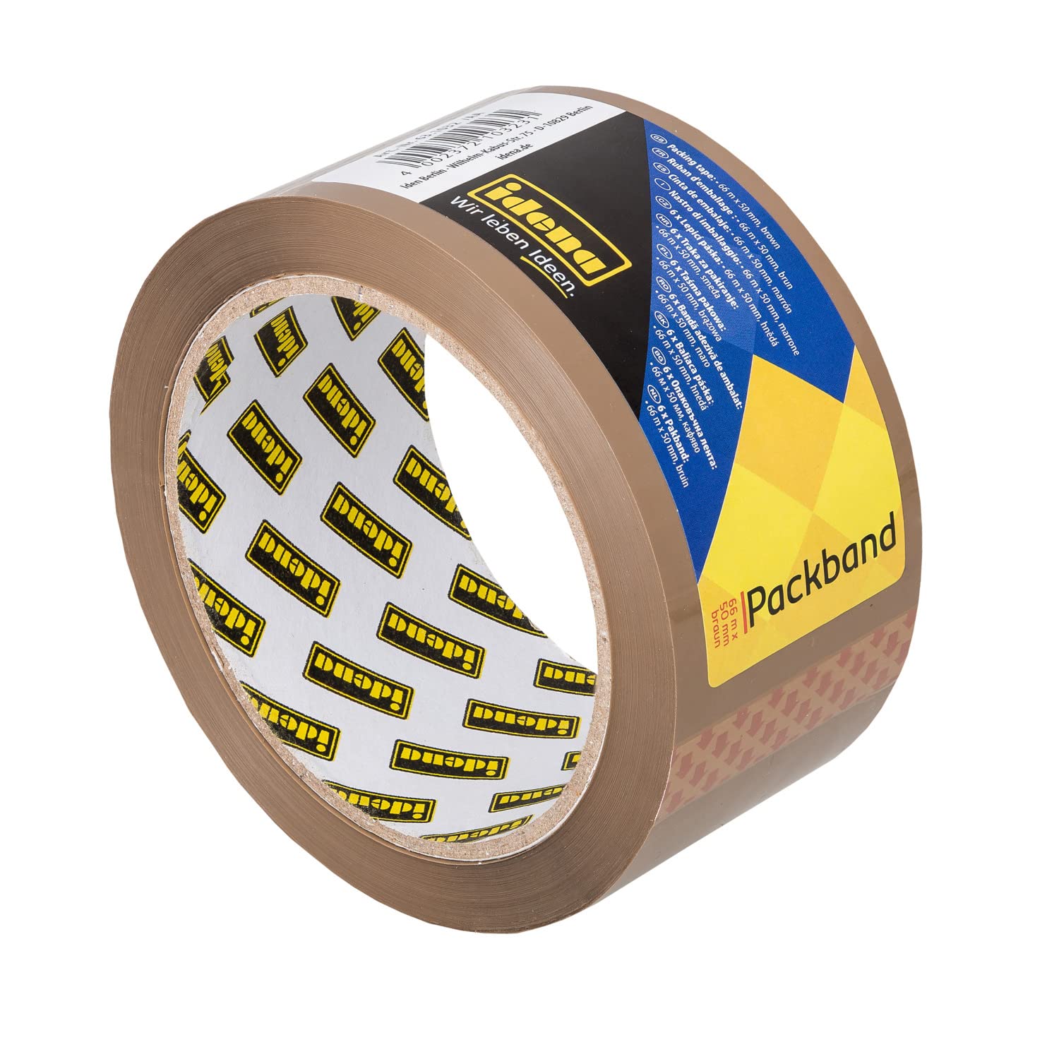 Idena 90129 - Nastro marrone, 50 mm x 66 m, 6 rotoli di nastro silenzioso, ideale per traslochi e spedizioni