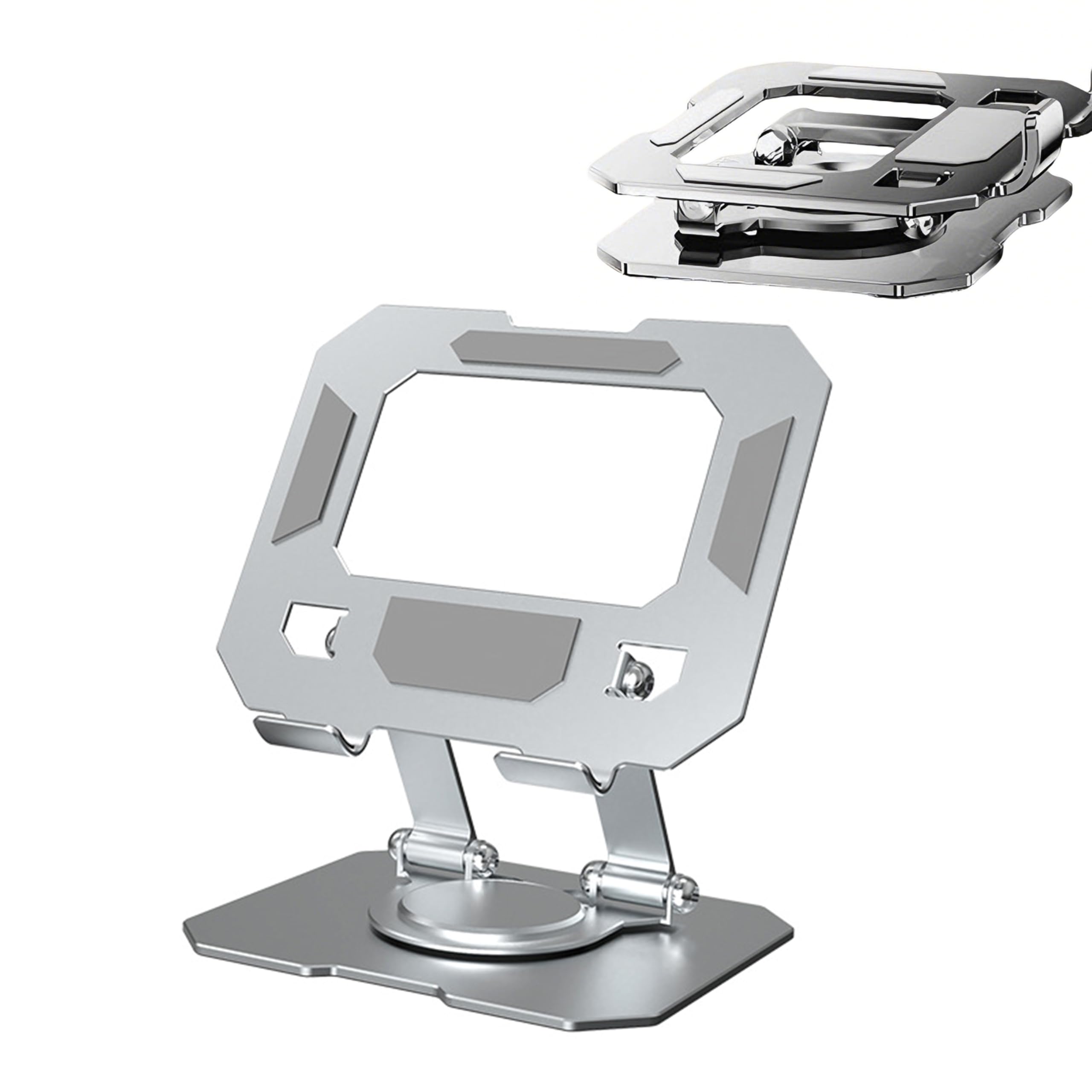 ZenHOMES Foldable Ergonomic laptop stand with 360° Swivel Base, Adjustable Height & Angle, Ventilated Aluminum laptop riser for 10-17.3'' Laptops, Tablets & macbook stand Compatible Devices