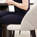 HOMCOM Chaises à manger Ensemble de 4, Chaises de cuisine rembourrées modernes avec jambes en métal, dossier Shell et siège rembourré, chaises latérales pour salle à manger, chambre, salon, blanc crème
