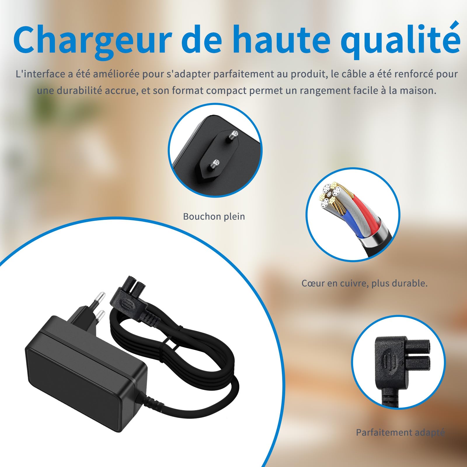 12,6V Chargeur Adaptateur Compatible avec Aiper Scuba SE Nettoyeur de Piscine sans Fil Chargeur pour Batterie Li-ION 10,8 V Nettoyeur Automatique de Piscine 5,9FT Câble de Recharge