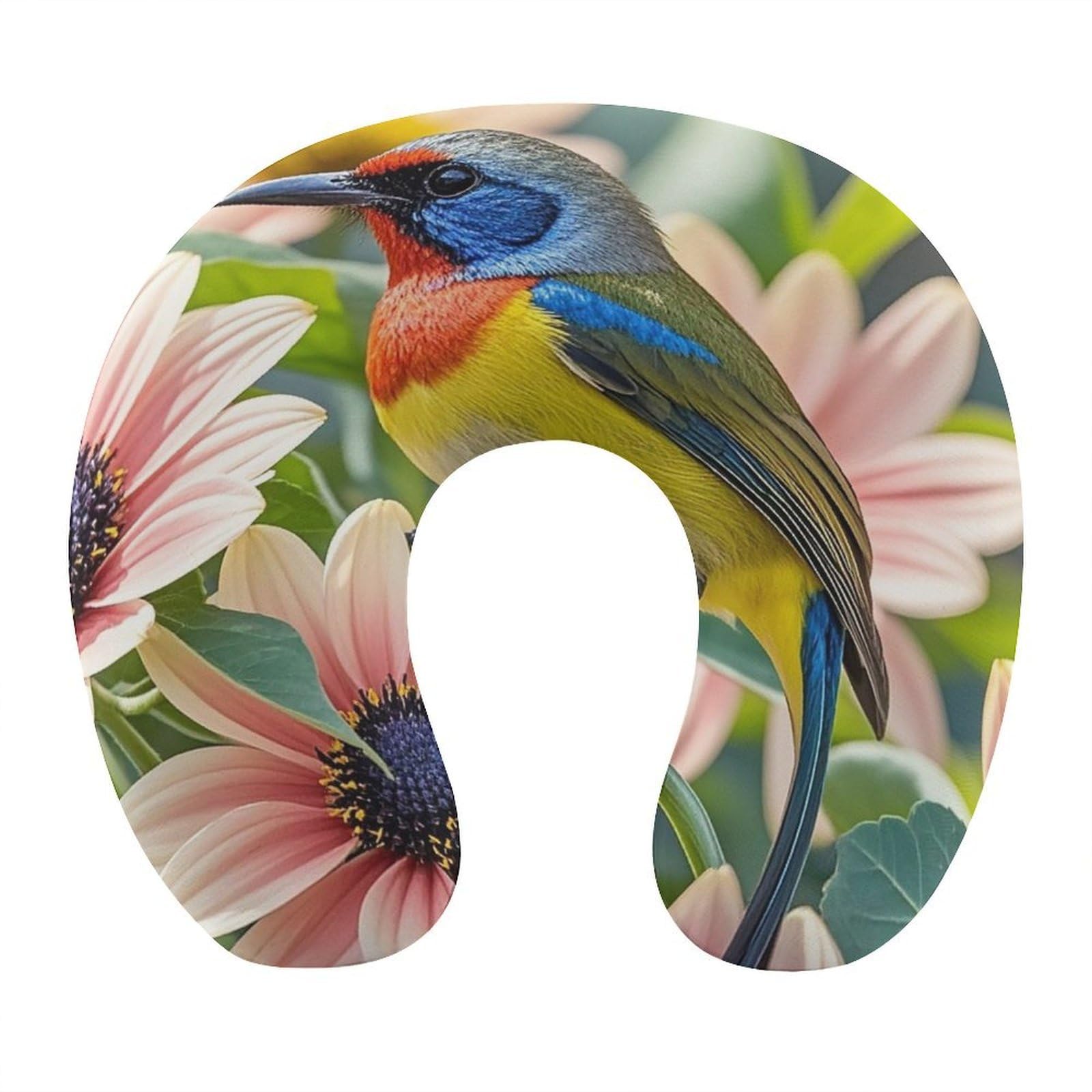 FekiLoot Flowers and Birds Travel Pillow Comfortable U Shape Memory Foam Pillows Neck and Head Support Portable Travel Neck Pillow Suitable for Planes Trains Self-Driving Cars