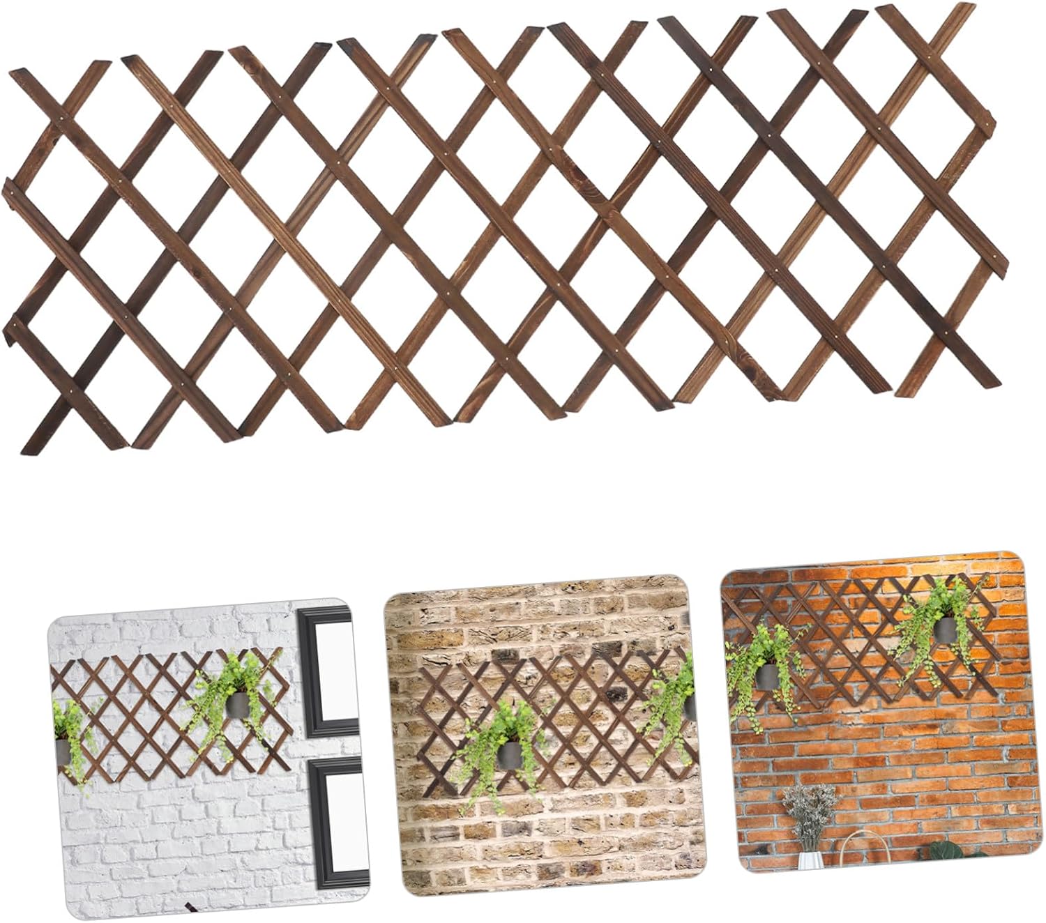 Expandable Wooden Garden Trellis Natural Cedar Outdoor Decor for Porch Climbing Plants Support Privacy Fence Panel Patio Balcony Screen