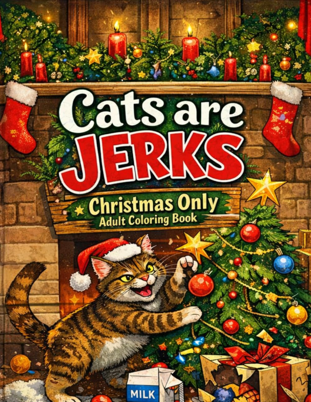 Cats Are Jerks: Christmas Only Adult Coloring Book