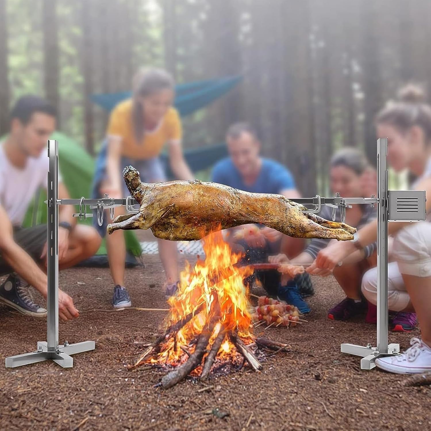 BBQ Electric Grill Kit Electric Barbecue Grill, Automatic Grill Kit, Stainless Steel Barbecue Grill, for Outdoor Cooking / 115x75CM