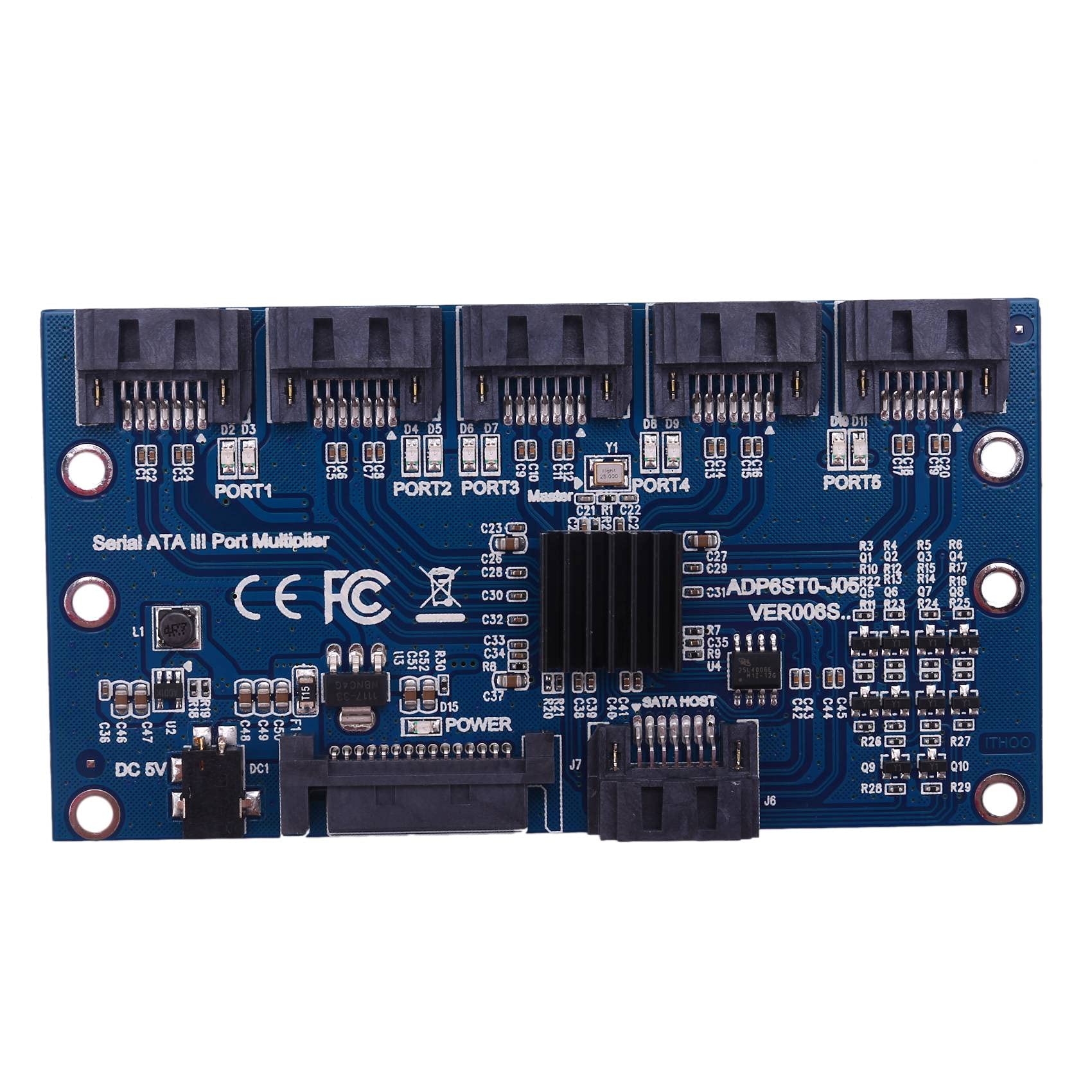 Tarjeta Controlador Tarjeta Madre Tarjeta De ExpansiÓN 1 A 5 Puertos Sata3.0 6 Gbps Multiplicador Adaptador De Tarjeta Vertical De Puerto para Computadora