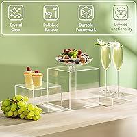 Vista 4 de 6 Piezas Elevadores de Buffet, Elevadores de Alimentos para Mesa de Buffet, Elevadores de Exhibición de Cubos Acrílicos con Fondo Hueco, Soporte
