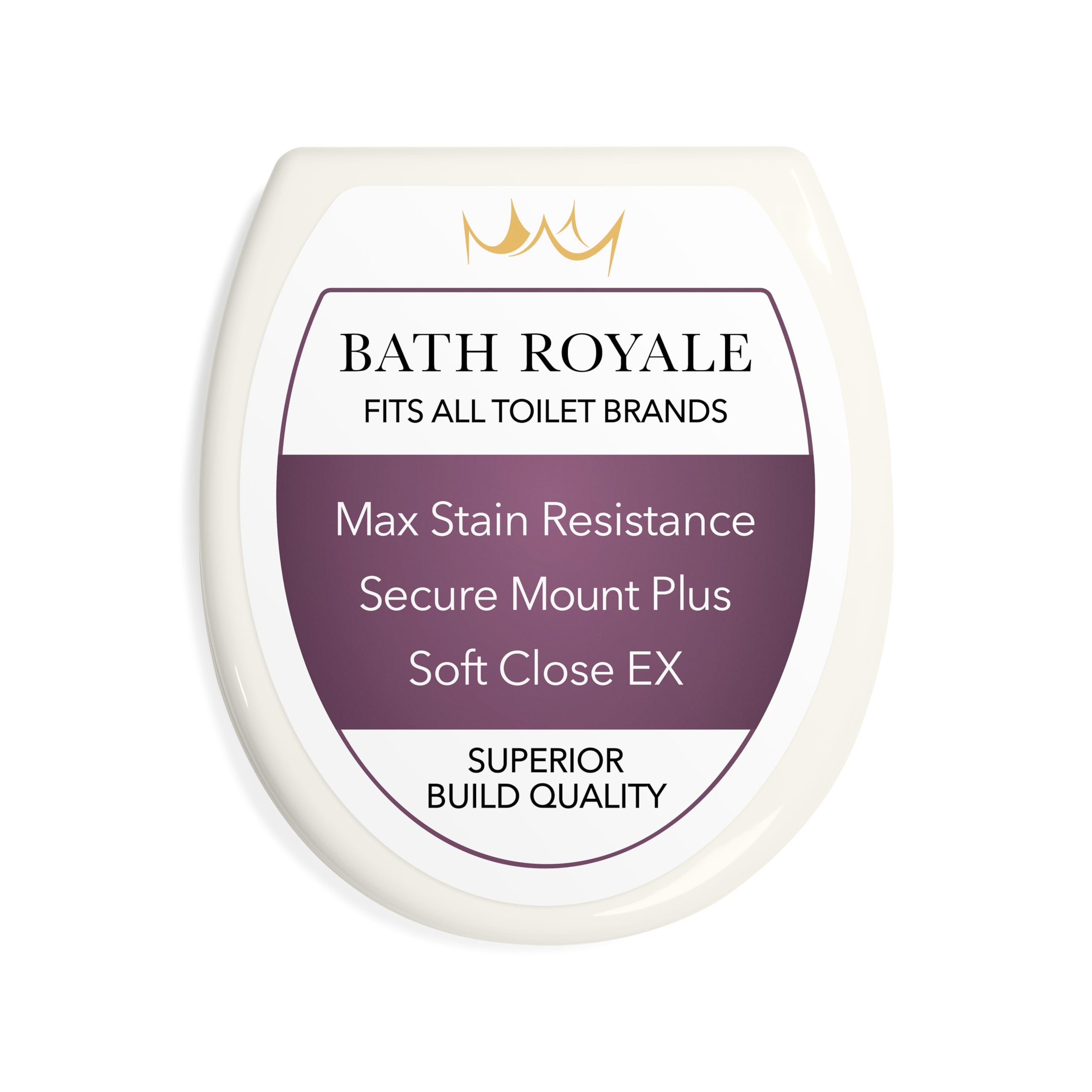 Bath Royale Round Toilet Seat Replacement with Cover BR500-01 Slow Close, Heavy Duty Sturdy, Stain-Resistant, No Jiggle and Easy to Clean, Fits All Toilet Brands, Executive Series - Biscuit/Linen,