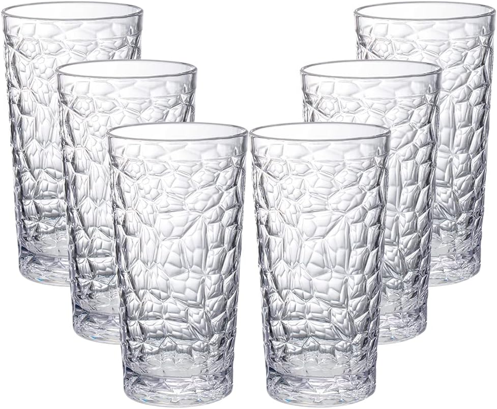 Drinking Glasses Unbreakable Plastic Tumblers, 16 ounce Premium Heavy Base Cups Bar