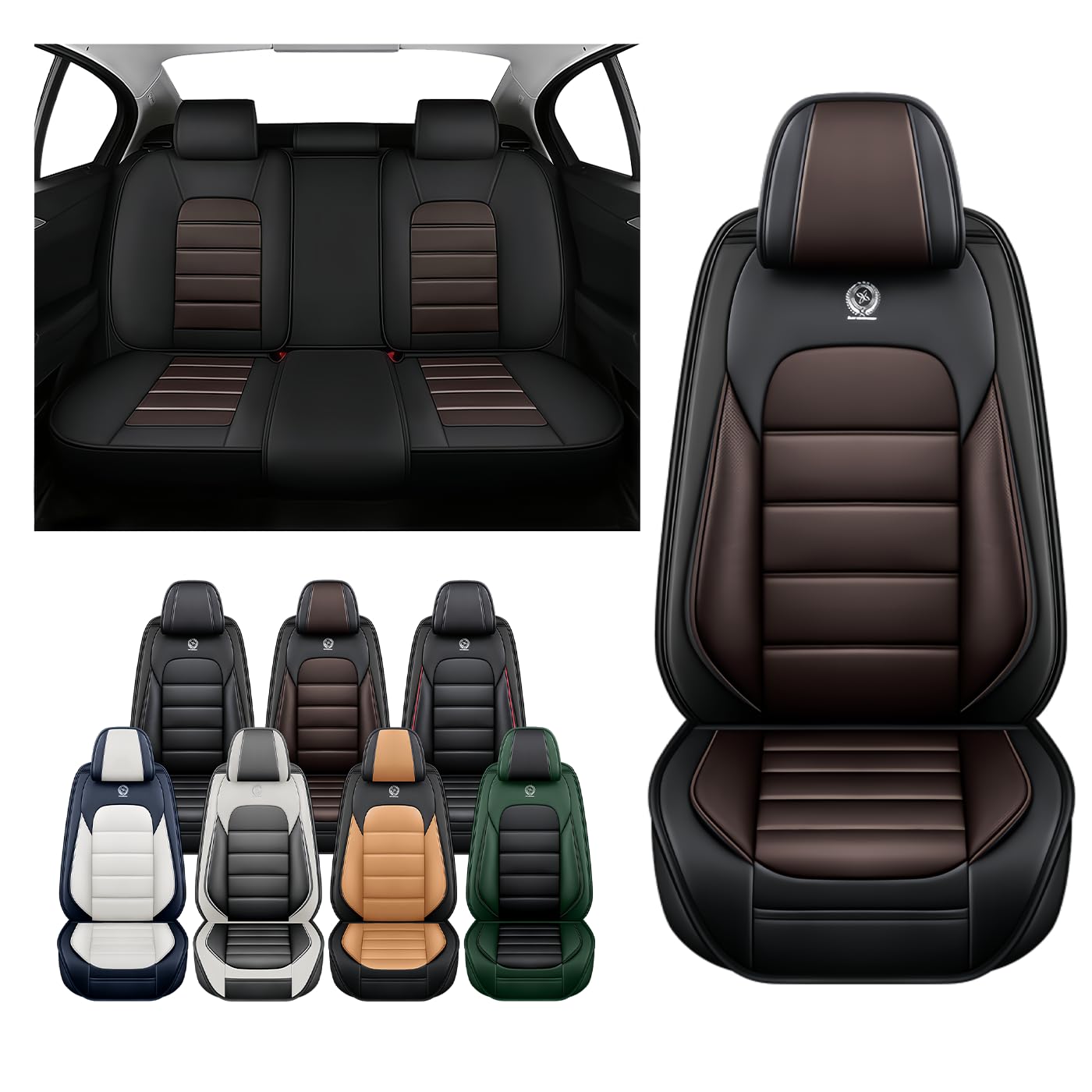 LQSAOFU Car Seat Covers for Nissan Titan 2004-2024 | Leather Seat Covers Full Set |Waterproof and Non-Slip Seat Covers(Full Set,Coffee)