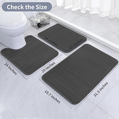 Miniatura 2 de SWEMSTAR Alfombra de baño de espuma viscoelástica, absorbente de agua, antideslizante, lavable, alfombra de ducha suave para decoración de bañera,