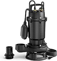 Aquastrong 1HP Sewage Grinder Pump Cast Iron Effluent Pump 4200GPH 2" Discharge Auto Float Switch Basement Sump Sewage Well 115V