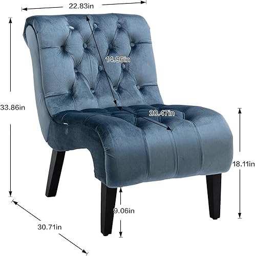 Miniatura 2 de Velvet Accent - Sala de estar, sofá individual, silla reclinable con madera de goma, color azul claro