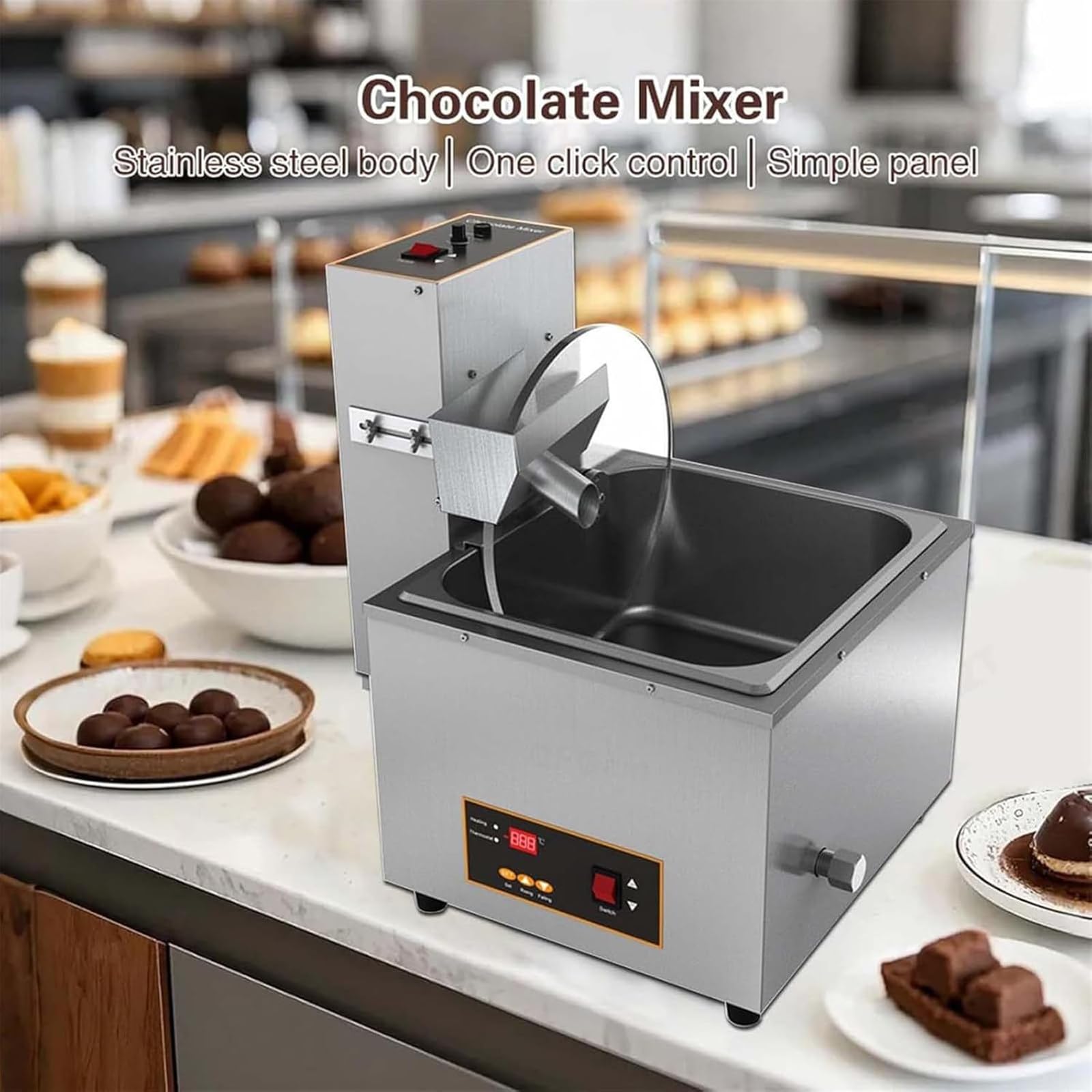 Machine à tempérer Le Chocolat de comptoir, Machine à Fontaine à Chocolat, Machine à enrober de Chocolat à la Fraise, Distributeur de Chocolat, 12kgmeltingtankwithmixer