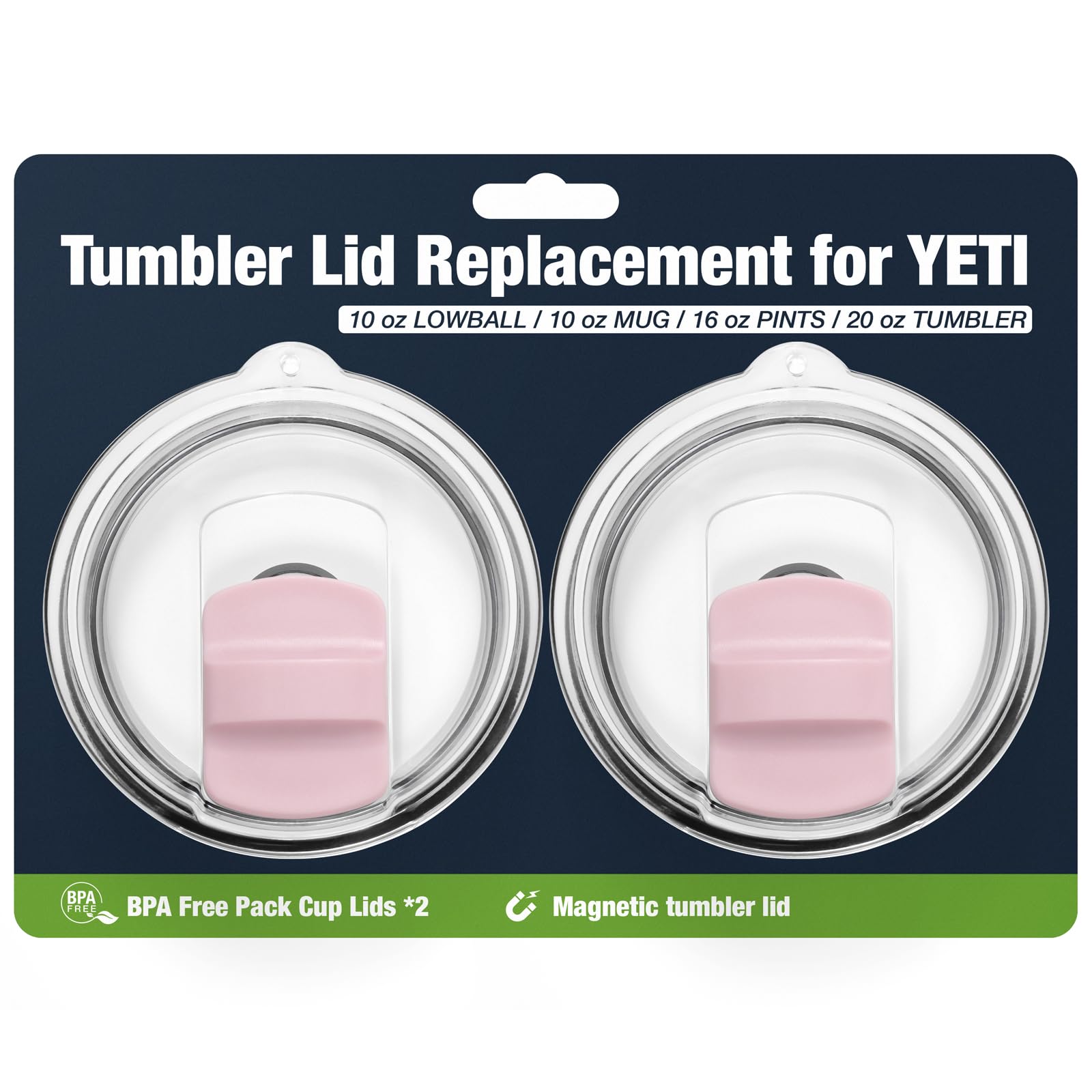 20 oz Tumbler Lids for YETI,Magnetic Tumbler Lid Replacement for YETI,BPA Free 2 Pack Pink Tumbler Lids