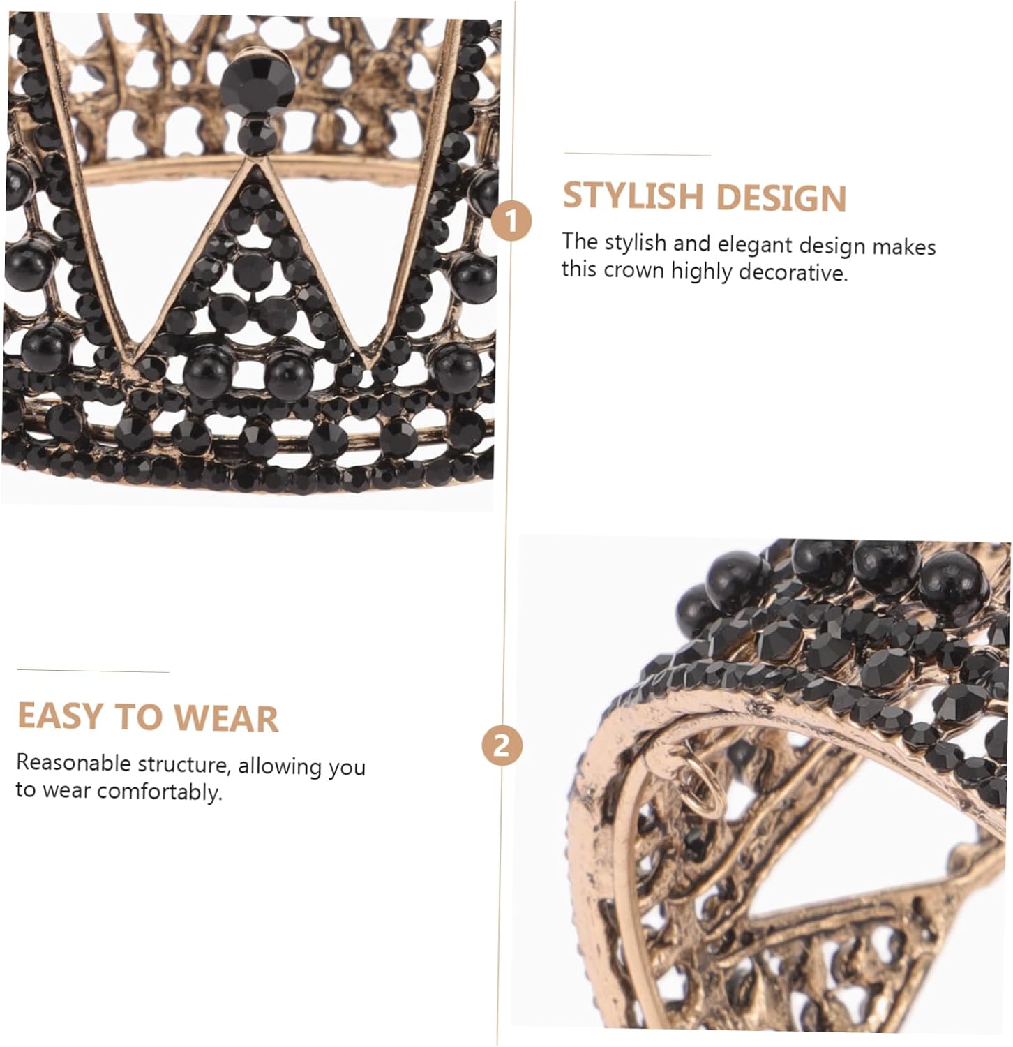 Outanaya Elegant Black Wedding Crown Headdress for Brides Gothic Party Accessory Vintage Baroque Design for Prom Birthday and Cosplay Events Fit for Head