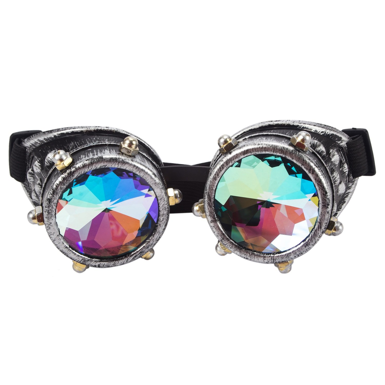 Kaleidoscope Rave Rainbow Crystal Lenses Vintage Goggles Glasses