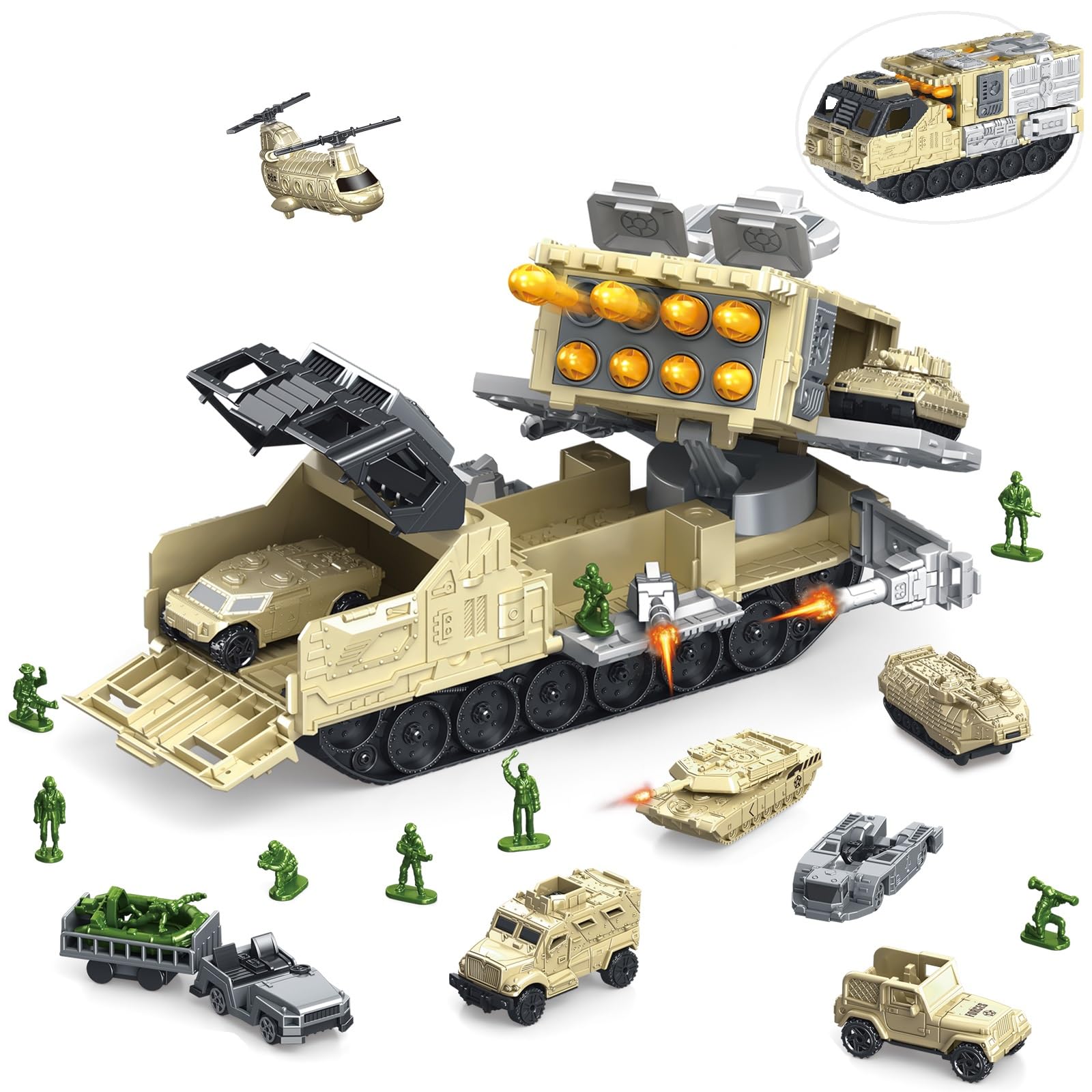 Jouet militaire avec réservoir, char, hélicoptère, soldats, armée, réservoir de voiture, jouet pour tout-petits, enfants, garçons, filles de 3, 4, 5, 6, 7, 8 ans