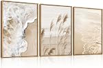 CHDITB Grand Boho Coucher de soleil Fleurs sauvages Toile encadrée Art mural,Nature rose fleur Décor mur, Blossom Botanical Mountain Paysage Artwork pour salon,Chambre,Salle à manger,Bureau -16"x24"x3