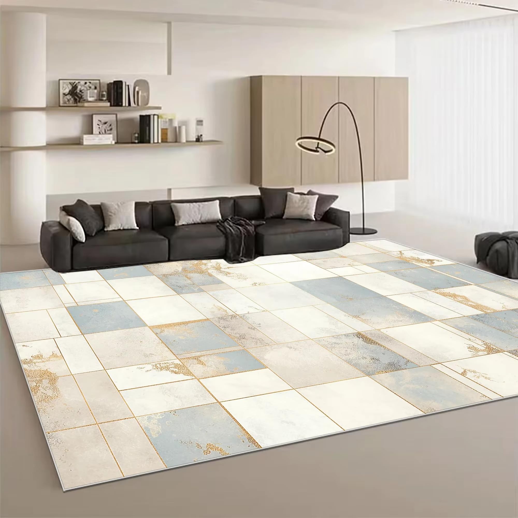 Tapis de salon géométrique moderne grand format 180x270 pour chambre