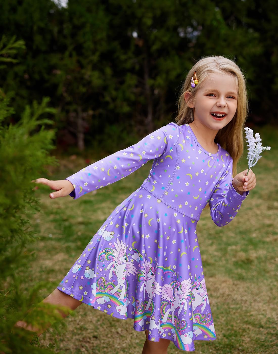 Quedoris Girls Dress Unicorn Printed Casual Party Twirly Dress for Kids in 2t to 10 Years - Image 2