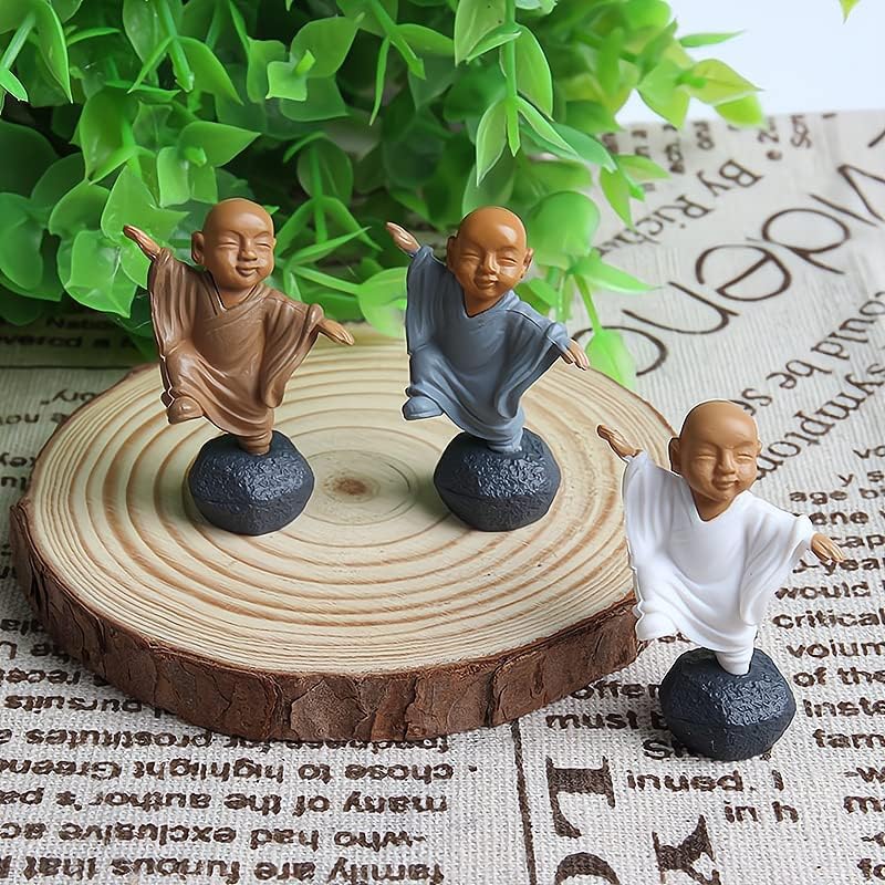 Miniatura 6 de Ximimark 12 piezas de monjes budistas chinos en miniatura, bonsái, muebles de jardín, de resina, manualidades, decoración de jardín de hadas, 12