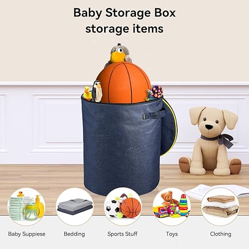 Miniatura 2 de LANDICI Organizador de almacenamiento de juguetes, caja de juguetes con tapete de juego, cesta organizadora de juguetes plegable, almacenamiento de